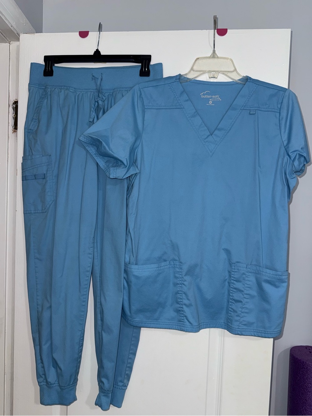 Butter-Soft Blue Stretch Scrub Top
